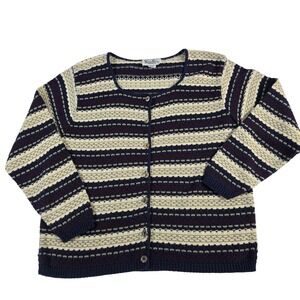 Reba Rose Women's Striped‎ Knit Cardigan Button Up Sweater Size Large